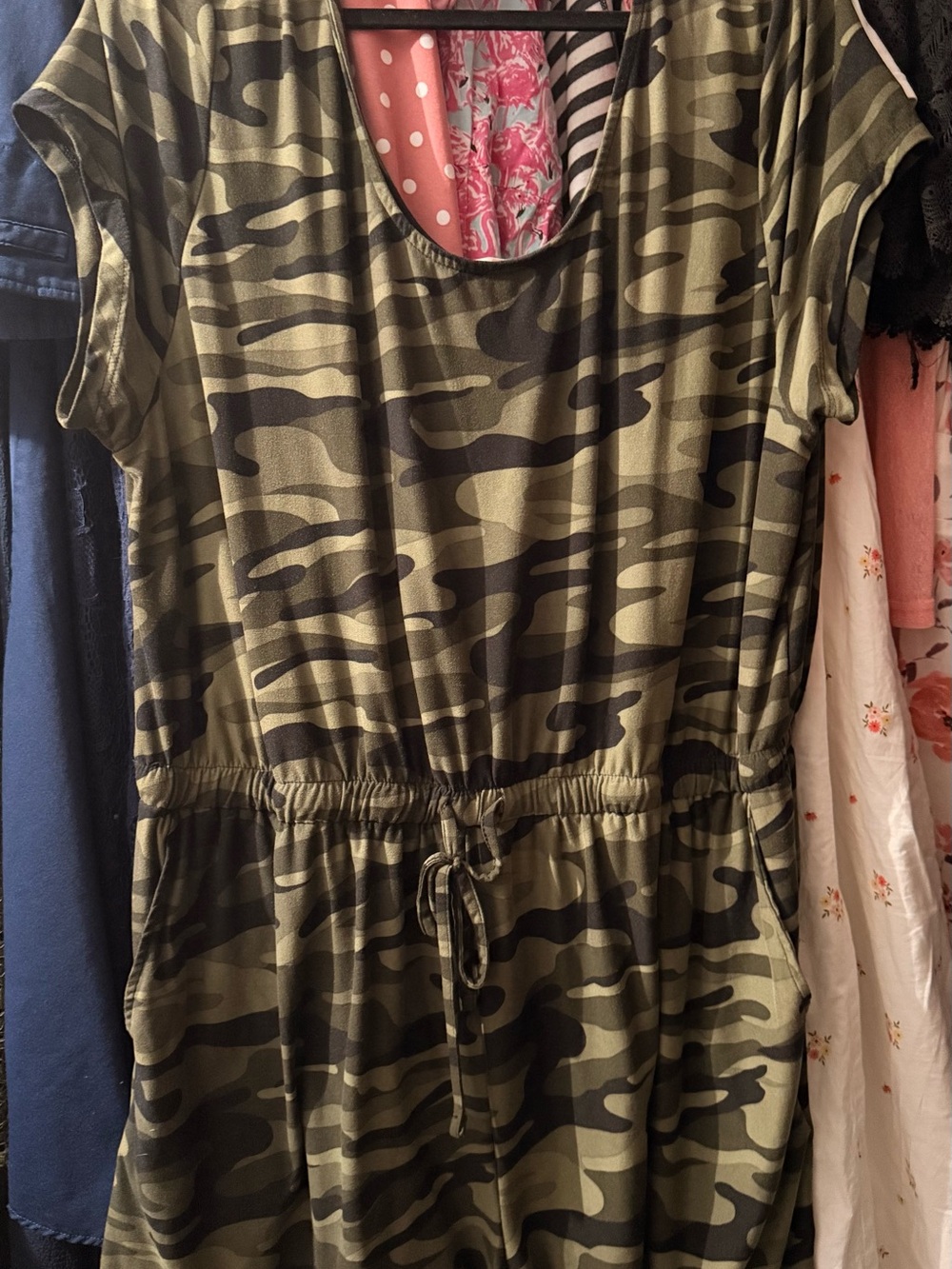 Derek Heart Camo Shorts Jumpsuit